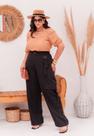 Calça Pantalona Plus Size Cargo com Cintura Alta Cor:BegeTamanho:46 Calça Pantalona Plus Size Cargo com Cintura Alta Cor:BegeTamanho:46