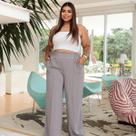 Calça Pantalona Plus Size Duna com Bolsos Confortável e Prática