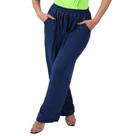 Calça Pantalona Recorte com Bolso Moda Feminina Viscolycra