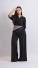 Calça pantalona twill listrada