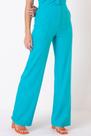 Calca pantalona viscolinho azul bolso frente e traseiro 70% viscose 27% linho 3% elastano