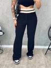 Calça Pantalona Wide Leg Moletinho com Ziper Lateral