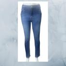 Calça Plus Size desfiado nas barras, Azul Mesclado - 8015