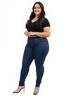 Calça Plus Size Jegging, Azul Escuro, Cós de Elástico, Até 56 Calça Plus Size Jegging, Azul Escuro, Cós de Elástico, Até 56