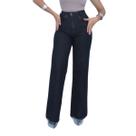 Calça preta wide leg cintura alta com bolsos
