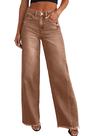 Calça PRETTYGARDEN Pantalona Cintura Alta Barra Desfiada Marrom 12