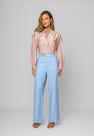Calça Reta Alfaiatada Com Cinto Azul Salvatore Calça Reta Alfaiatada Com Cinto Azul Salvatore