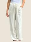 Calça Reta Em Crepe Com Cordel Dzarm Calça Reta Em Crepe Com Cordel Dzarm