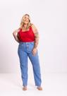 Calça Reta Jeans Plus Size Cintura Alta Chapa Barriga LUNENDER 20021