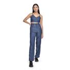 Calça Reta Juvenil Feminino Amofany Jacquard Waves - AZUL - G