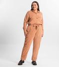 Calça Reta Plus Size Feminina Em Suede Secret Glam Marrom