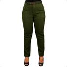 Calça Reta Skinny Linho Feminina Cintura Alta Com Bolso Frente Ziper Moda Lançamento Confortável