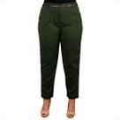 Calça Reta Skinny Linho Plus Size Feminina Cintura Alta Com Bolso Frente Ziper Moda Lançamento