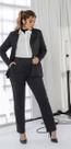 Calça Risca de Giz, Malha Viscose Elastano, Preto, Bolsos, Mirasul BM1097 Calça Risca de Giz, Malha Viscose Elastano, Preto, Bolsos, Mirasul BM1097
