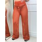 Calça Saída de Praia Elegante Ponto Croche Pantalona Furadinha Rendada Tendência Moda Verão 2025