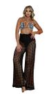 Calça Saida De Praia Tricot Crochê Cintura Alta Verão Flare