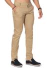 Calça Sarja Bege Skinny Bolso Faca Com Elastano Premium
