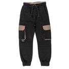 Calça sarja cargo jogger fole c/ recortes