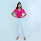 Calça Sarja Feminina Branca Skinny Cintura Media Novidade