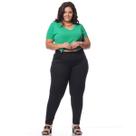 Calça Sarja Feminina Plus Size Cintura Alta Preta com Elastano.