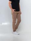Calça Sarja Masculina Caqui Kovali Skinny Com Elastano Moderna Confortável