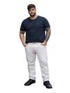 Calça Sarja Reta Branca Plus Size Masculina Com Bolso Cor:BrancoTamanho:50