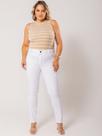 Calça Skinny Branca Plus Size Empina Bumbum Cintura Alta Com Elastano