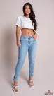 Calça skinny com punho jeans claro