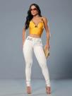 Calça Skinny Cós Largo Collor Modeladora PitBull Jeans 88766 COR:OFF WHITETAMANHO:36