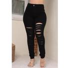 Calça Skinny Faraya Jeans Preta Rasgada cintura alta com lycra elastano modela bumbum lançamento Calça Skinny Faraya Jeans Preta Rasgada cintura alta com lycra elastano modela bumbum lançamento