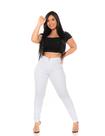 Calça Skinny Feminina Jeans Branca com lycra cintura alta