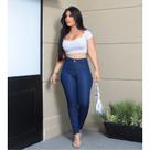 Calça Skinny Feminina Jeans Lavagem Escura amaciada Cintura média/alta com lycra/elastano tendencia moda.