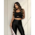 Calça Skinny Feminina Zíper Metal Frente Malha Max Power