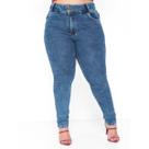Calça Skinny Jeans Marmorizada Feminina Plus Size com dois botões e lycra Calça Skinny Jeans Marmorizada Feminina Plus Size com dois botões e lycra