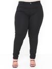 Calça Skinny Plus Size preta jeans cintura alta com lycra e bolso na frente lançamento