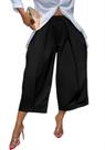 Calça social Capri Famnbro de cintura alta e perna larga para mulheres Calça social Capri Famnbro de cintura alta e perna larga para mulheres
