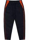 Calça Tactel Preta Listra Laranja