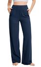 Calça Talovee Wide Leg Marinho Stretch Cintura Alta G Calça Talovee Wide Leg Marinho Stretch Cintura Alta G
