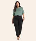 Calça Tecido Favo Plus Size Secret Glam Preto Calça Tecido Favo Plus Size Secret Glam Preto
