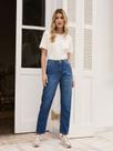Calça Via Lessa Austin Modelagem Mom Jeans Escuro