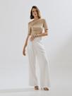 Calça Via Lessa Ravello Alfaiataria Reta em Viscose Off White