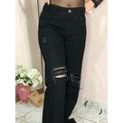 Calça wide jeans destroyed preta