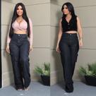 Calça Wide leg Cargo bolso do lado, Feminina Jeans , Pantalona Cintura alta Premium Calça Wide leg Cargo bolso do lado, Feminina Jeans , Pantalona Cintura alta Premium