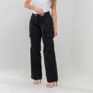 Calça Wide leg Cargo bolso do lado Feminina Jeans Pantalona Cintura alta Premium