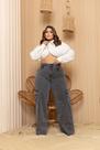 Calça Wide Leg Cargo Plus Size Marmorizada Bolso 46 Ao 56 Cor:pretotamanho:56