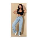 Calça Wide Leg com abertura na lateral Azul Claro - 674