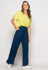 Calça Wide Leg Com Bolso Malha Marinho Salvatore