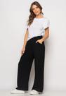 Calça Wide Leg Com Bolso Malha Preta Salvatore