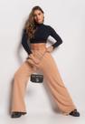 Calça Wide Leg Com Bolso Moletinho Bege Salvatore