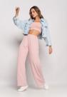Calça Wide Leg Com Bolso Moletinho Rosa Salvatore